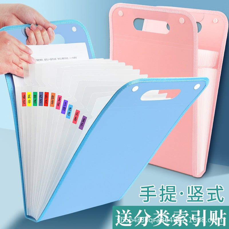 A4 Portable Organ Bag Student Folder Multi-Layer Vertical Classification Subject Organizing Artifact Book Test Paper Storage Bag - Image 3